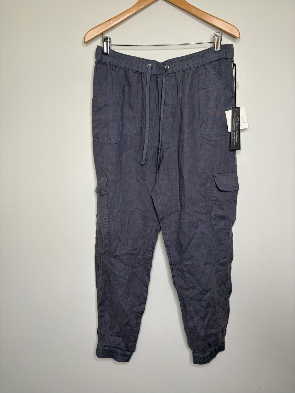 NWT Drawstring Cargo Jogger Pants 100% linen light weight